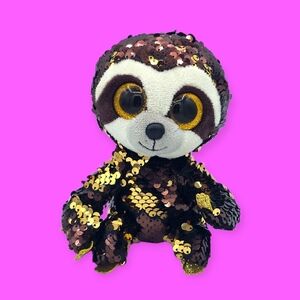Ty Flippables Dangler The Sloth Gold & Brown Sequins Plush Toy